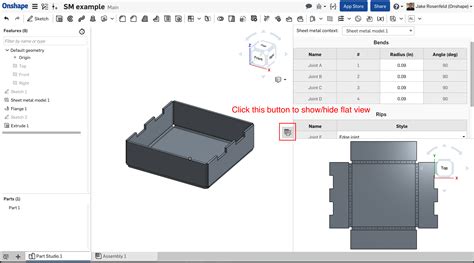 onshape sheet metal box|onshape sheet metal flat pattern.